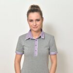 Dámská polokošile šedá, fialový límeček