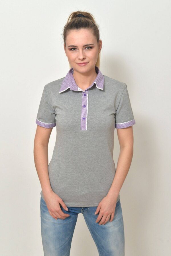 Dámská polokošile šedá, fialový límeček
