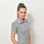 Dámská polokošile šedá, fialový límeček