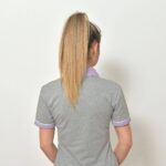 Dámská polokošile šedá, fialový límeček