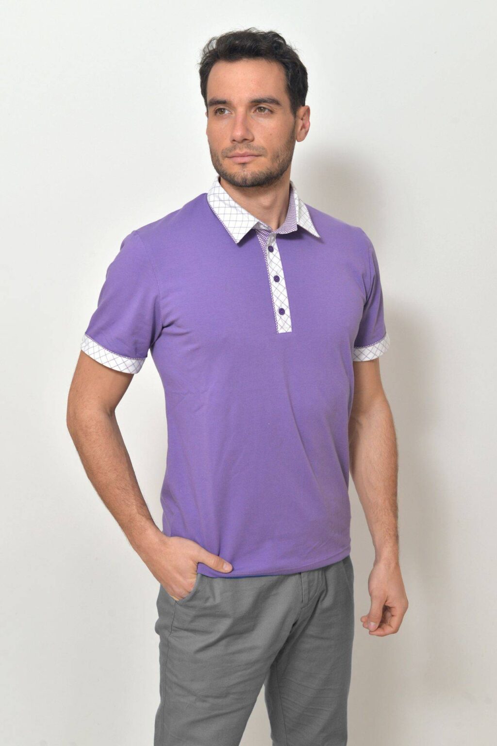 Pánská polokošile světle fialová