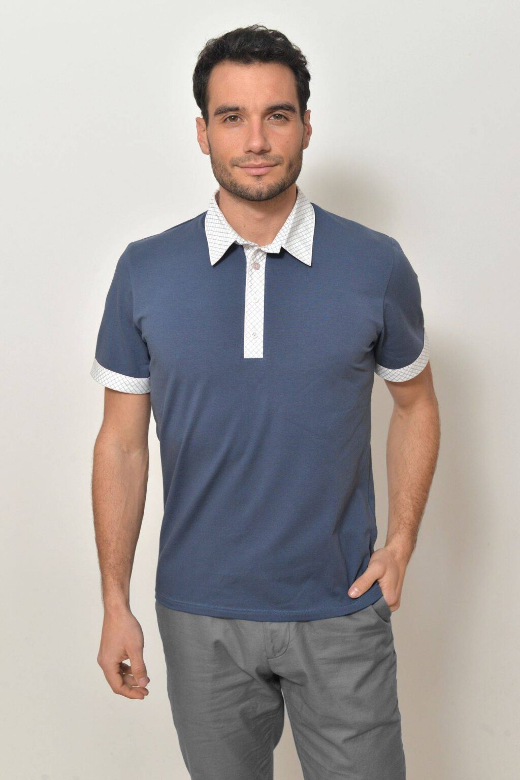 Pánská polokošile tmavě modrošedá