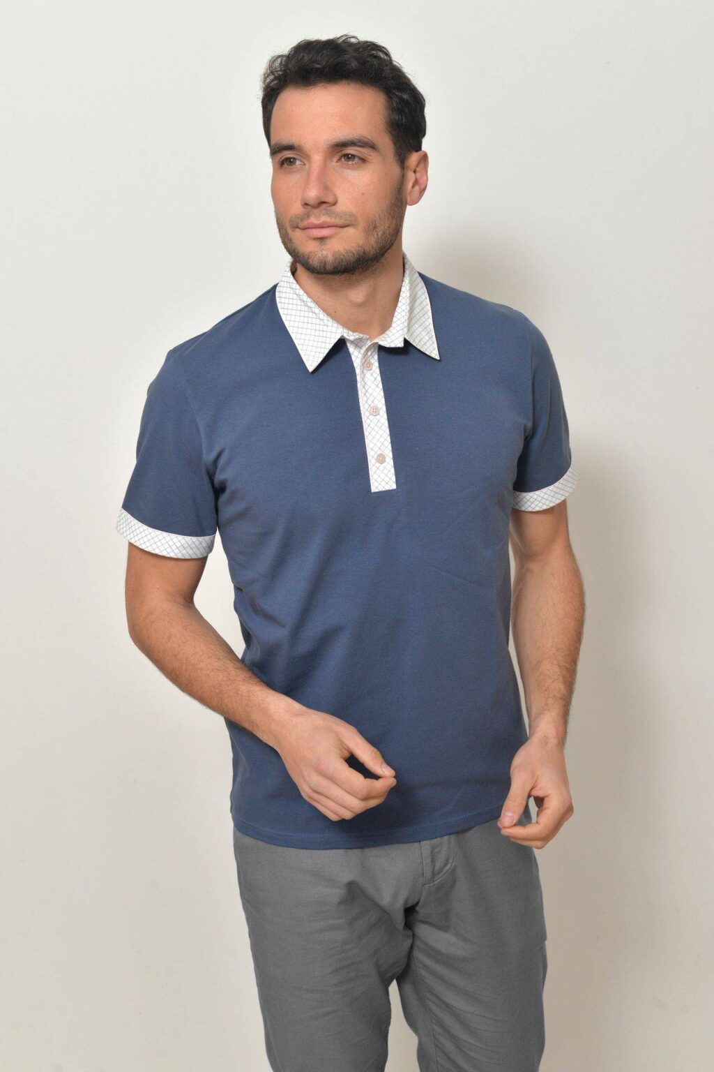 Pánská polokošile tmavě modrošedá