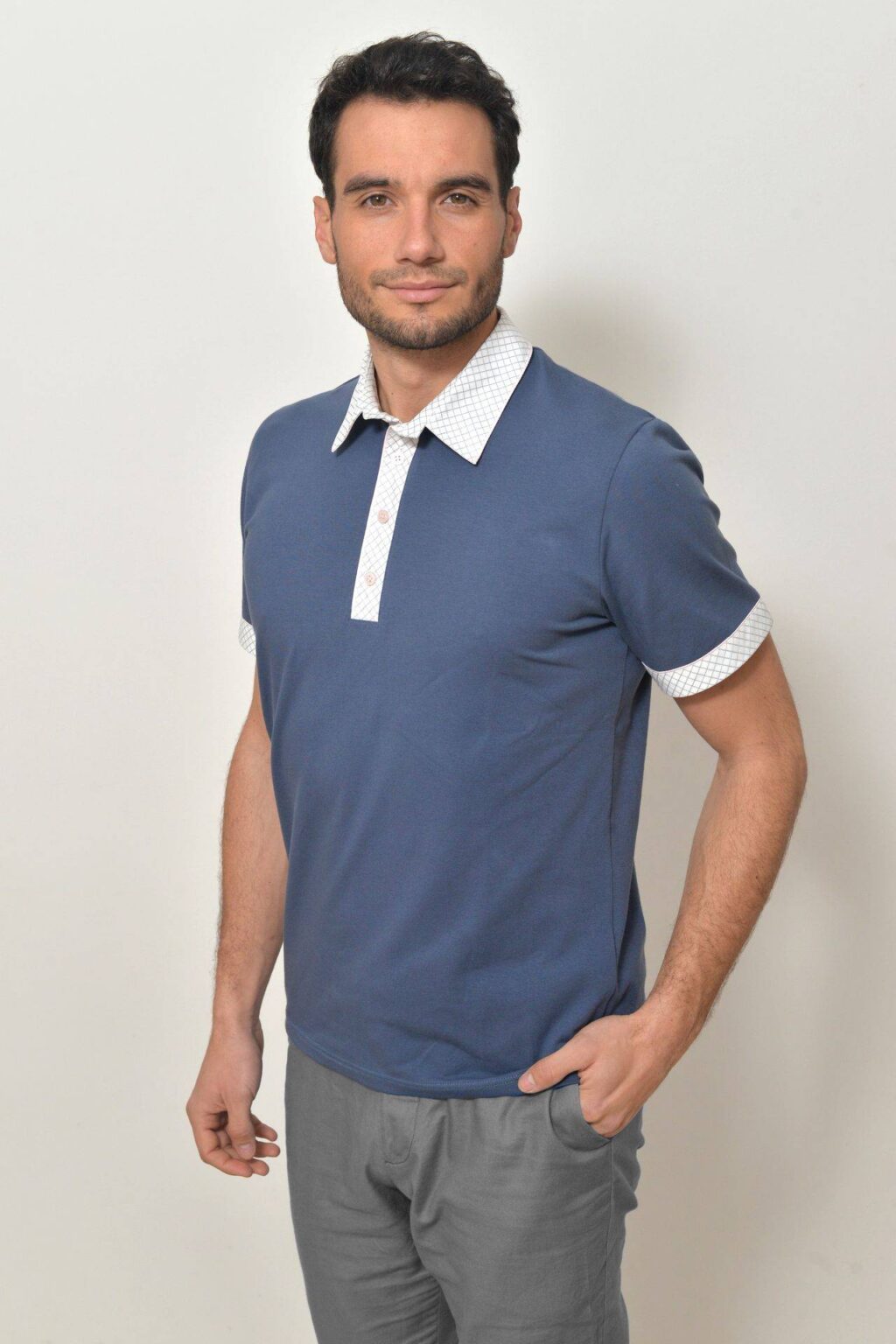 Pánská polokošile tmavě modrošedá