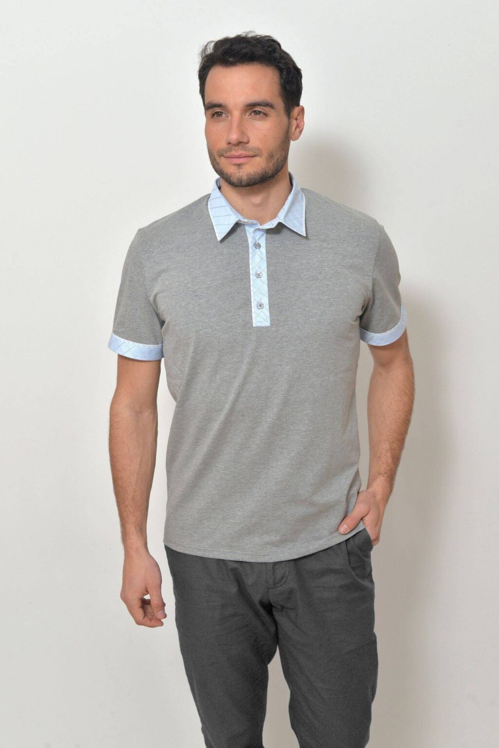 Pánská polokošile světle šedá