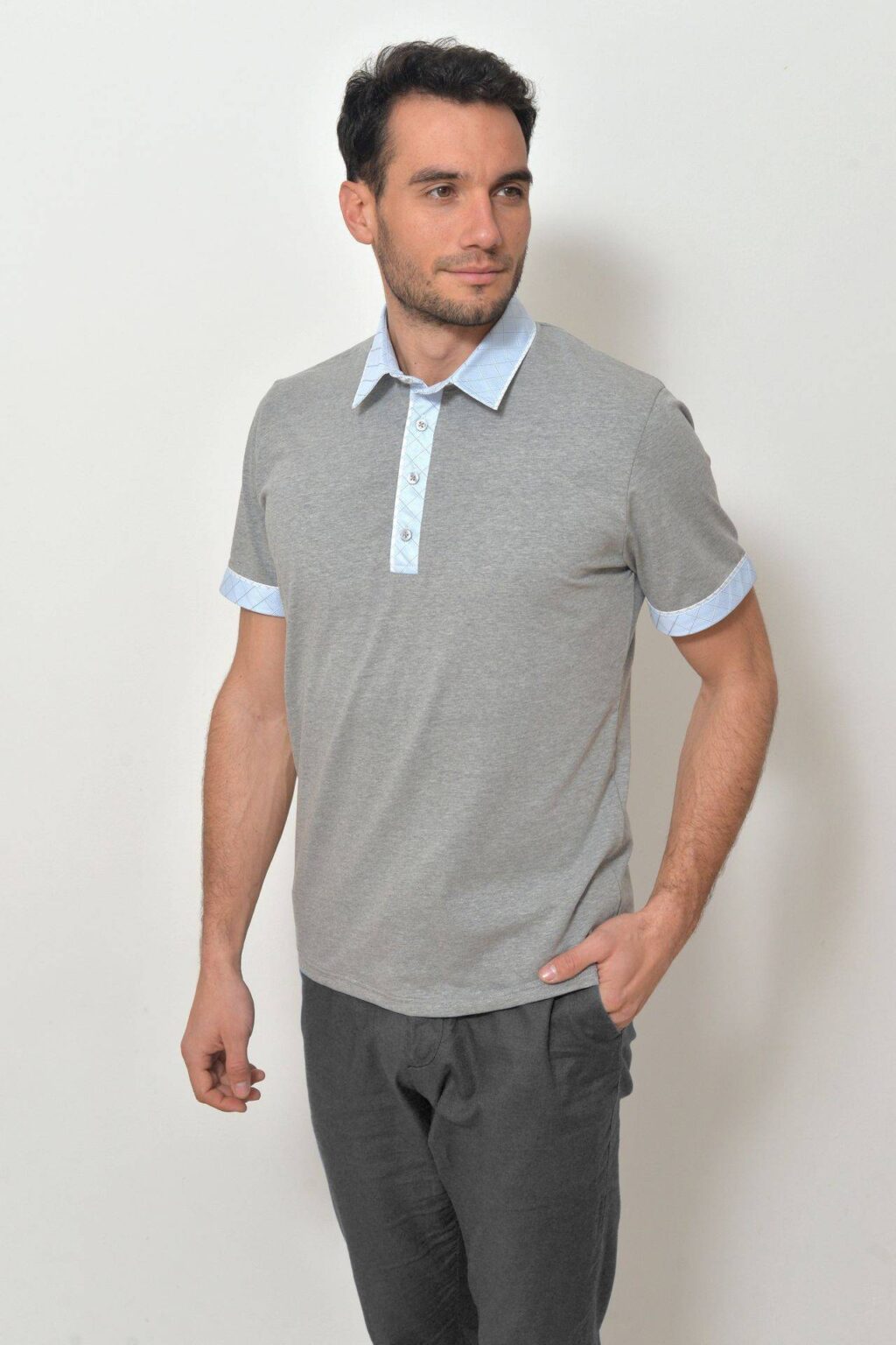 Pánská polokošile světle šedá