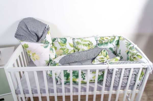 Oboustranné hnízdečko - vzor listy, šedé minky