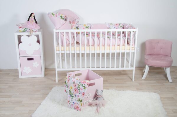 Oboustranné hnízdečko - vzor šípková růže, růžový samet