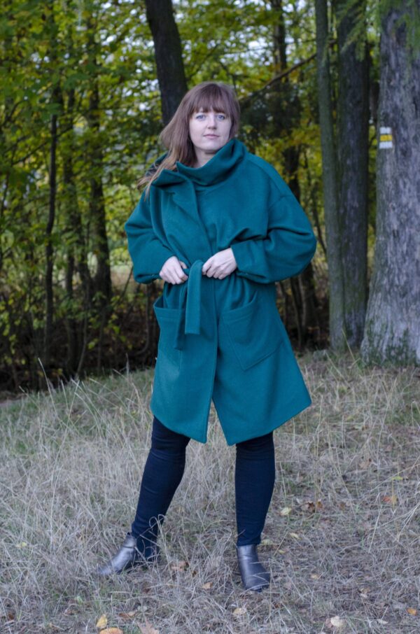 Dámský vlněný kabát zelený