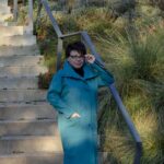 Zimní tyrkysový softhellový oversize kabát na patenty