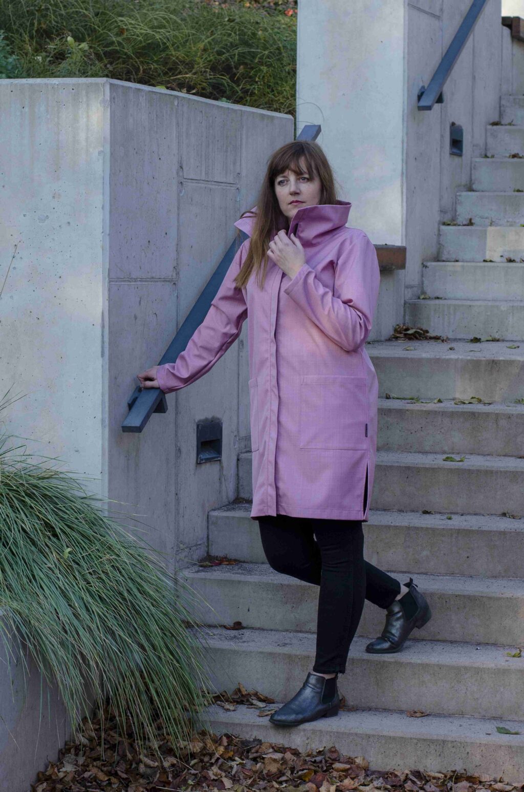 Růžový kabát ze softshellu na zip