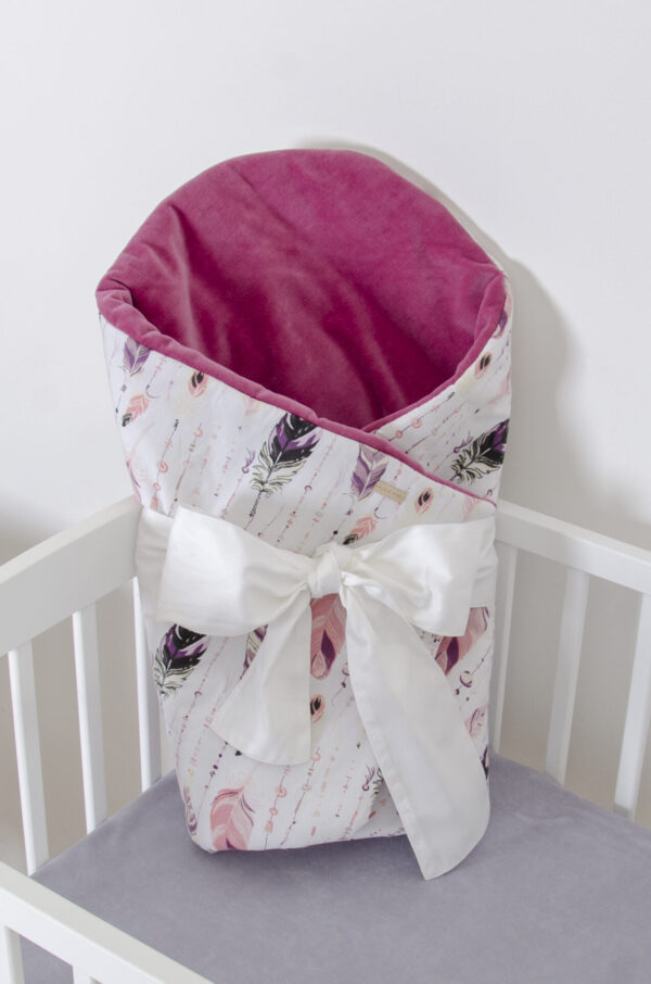 Rychlozavinovačka - vzor peříčka, fialovorůžový samet