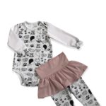 Set body s dlouhým rukávem a legíny se sukýnkou