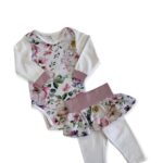 Set body s dlouhým rukávem a legíny se sukýnkou