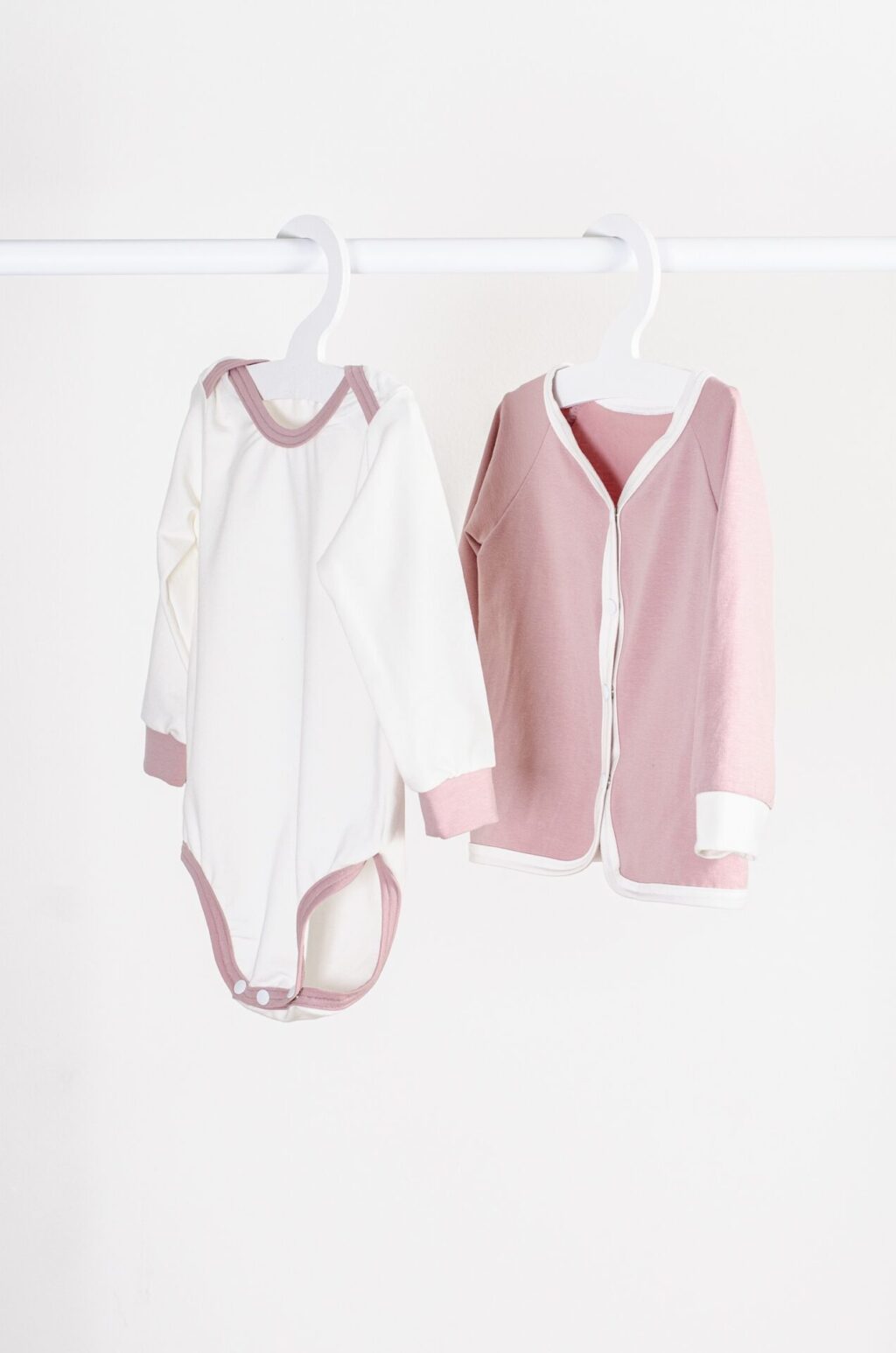 Set body s dlouhým rukávem a kabátkem z bambusu - starorůžová